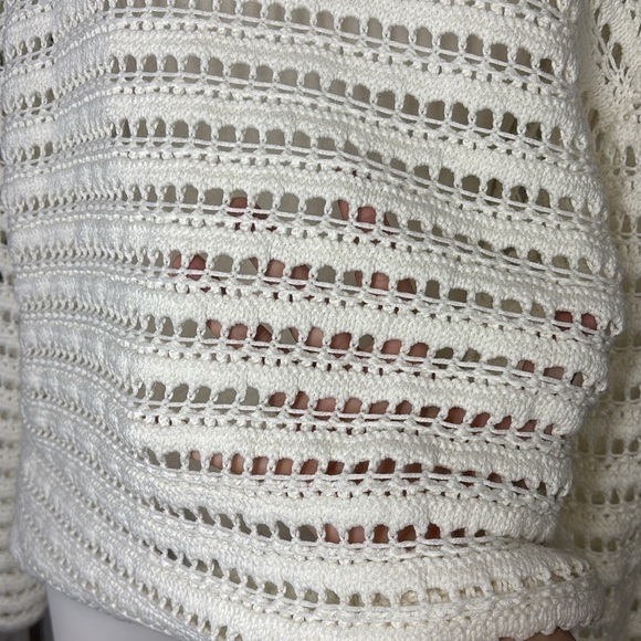 H&M Openwork Round Neck Dropped Shoulder crochet look Knit Top size M - Picture 7 of 9